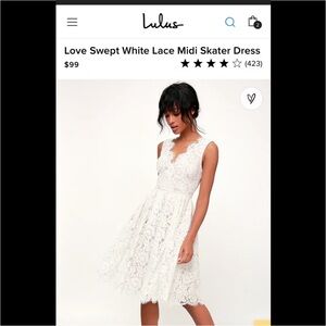 Love swept white lace midi skater dress